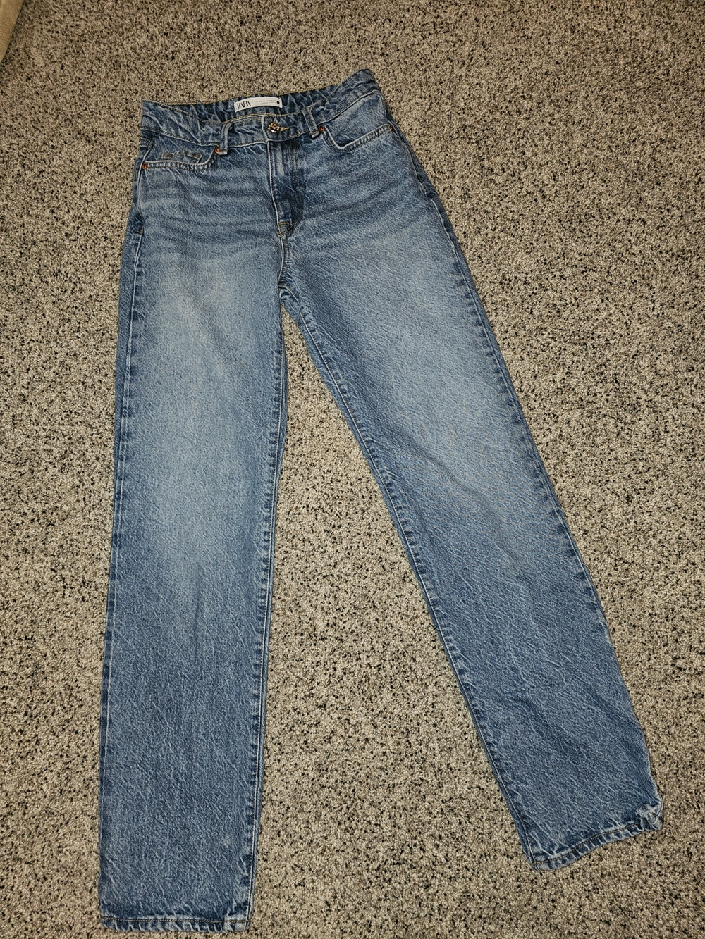 Zara Women's Straight Leg Jeans - Light Blue Denim